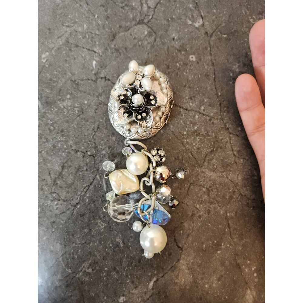 Vintage Beaded Pearl Necklace Locket
